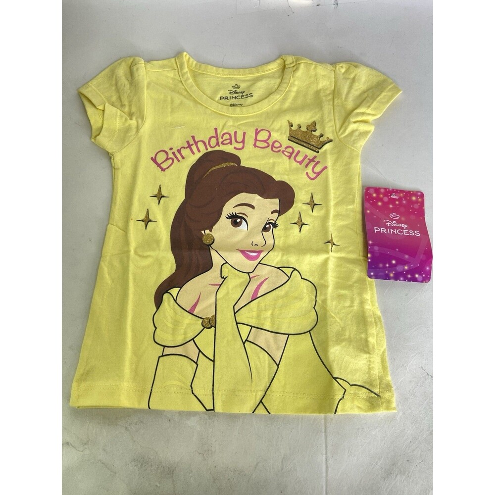 Disney Princess Belle Birthday Beauty Short Sleeve T-Shirt Top Girls Size 4